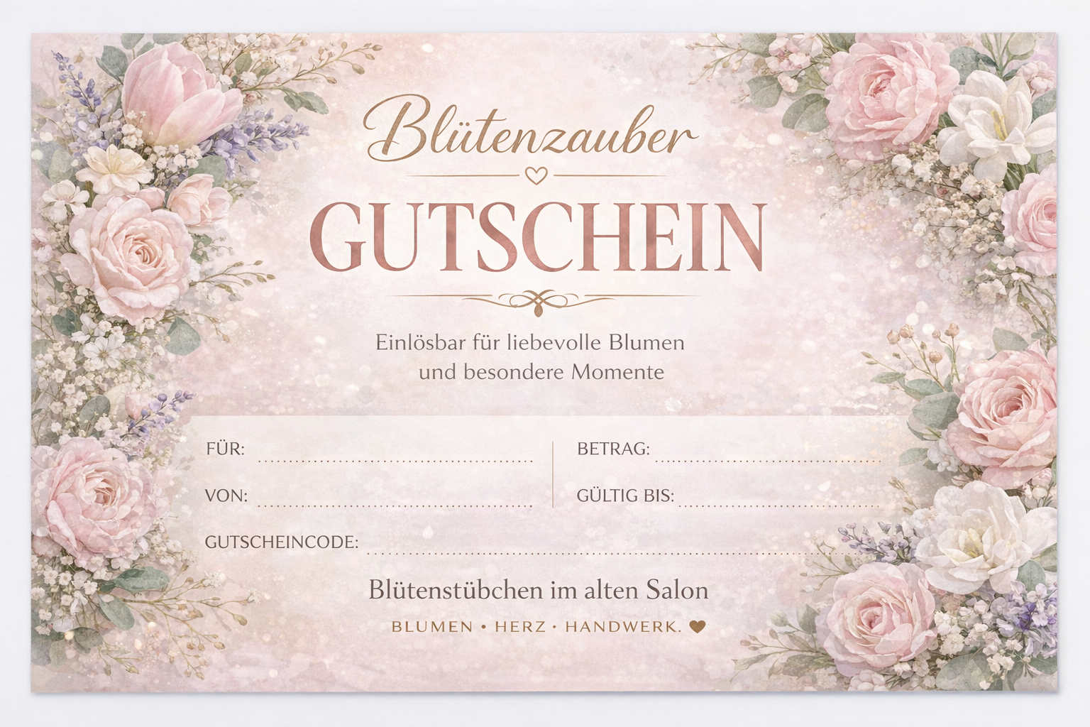 Blütenstübchen im alten Salon Gutschein